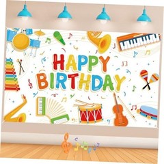 Music Note Banner Decorations for Kids – Happy Birthday Musical Instrument
