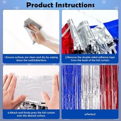 Reusable 4th of July Foil Backdrops – Patriotic Party Streamers (3.2ft x 6.56ft)
