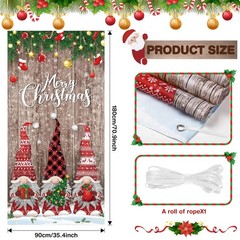 Merry Christmas Decorations Gnomes Snowflakes Ornaments Door Cover Gift 35″x71″