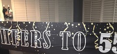 Birthday Banner Large «Cheers to 55 Years» Party Decor Black & Gold 18″ x 120″