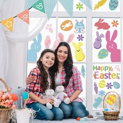 9 Sheet Easter Window Clings Decorations For Glass Spring Rabbit Egg Decals