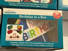 10- Birthday In A Box Set Hats -Banner – Balloons – Cake Topper – Confetti- NEW