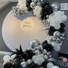 Black and Silver Balloons, 60pcs 12 Inches Black White Silver Confetti Balloo…
