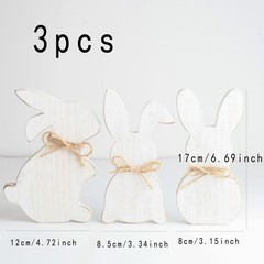 3pcs Easter Bunny Wooden Signs Easters Tabletop Decor Rabbit Shape Table Sign…