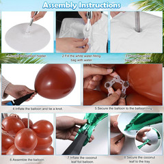 132 Pcs Palm Tree Balloon Column Stand Kit 6.5 Ft with Leaves & Coconut Balloons