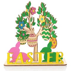 2 Set Egg Tree Wood Crafts DIY 8.6 Inch Tabletop Centerpiece Sign Painting