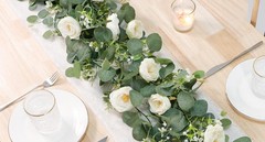 2 Pack 13Ft Artificial Eucalyptus Flower Garland with White Roses, Fake Rose