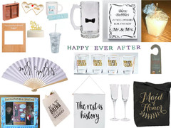 NEW Bridal Wedding Engagement Bundle Lot of 70 Pc w/ drinkware bags decor banner