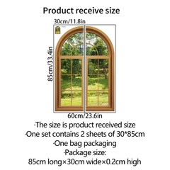 3D Wall Stickers Fake Window Stickers,Arched Garden Scenery View Green