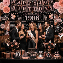 40Th Birthday Decorations for Women, Rose Gold 1986 Happy 40Th Birthday Decorati