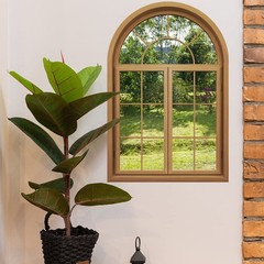 3D Wall Stickers Fake Window Stickers,Arched Garden Scenery View Green