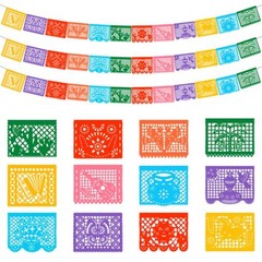 3-36Pcs 22FT Mexican Banner Large Plastic Papel Picado Banner Fiesta Party Decor