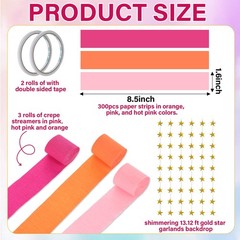 309pcs Sunset Party Decorations Hot Pink Orange Ceiling Chain Strip and Star …