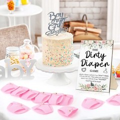 51 Pcs Dirty Diaper Baby Shower Games Funny Wooden Dirty Diaper Game Sign wit…