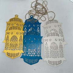 Decoration Wooden DIY Home Decoration.Lanterns W moon. Ramadan.Multicolor. Gift
