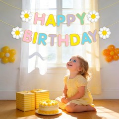Weather-Resistant Daisy Birthday Banner – Ideal for Indoor & Outdoor Parties