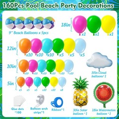 Tropical Hawaiian Balloon Garland Arch Kit 160Pcs, Summer Beach Pool Balloons…