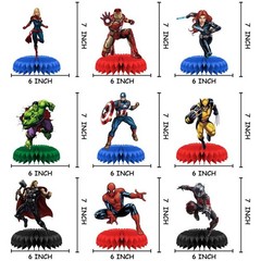 Superhero Honeycomb Centerpieces 3D Table Decorations Party Supplies