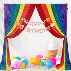 Rainbow Birthday Backdrop: Colorful 10x15ft Curtains Set*-