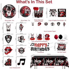 Rock and Roll Party Decorations, 207 PCS Rock N Roll Party Decorations Set with