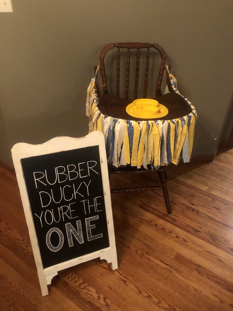 Rubber Ducky You’re The ONE 1st Birthday Party Decoration Easel Sign Chalkboard