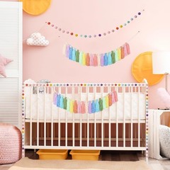 2pcs Boho Tassel Garland,Pom Pom Tassel,6.5 Feet Long 20 Balls Felt Ball Garland