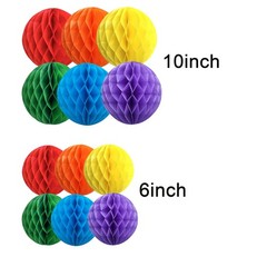 Rainbow Paper Honeycomb Balls,12 Pack Colourful Hanging Tissue Pom Poms for M…