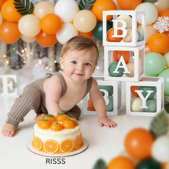 159Pcs Little Cutie Baby Shower Decorations Boy Girl Boxes with Letters Orange