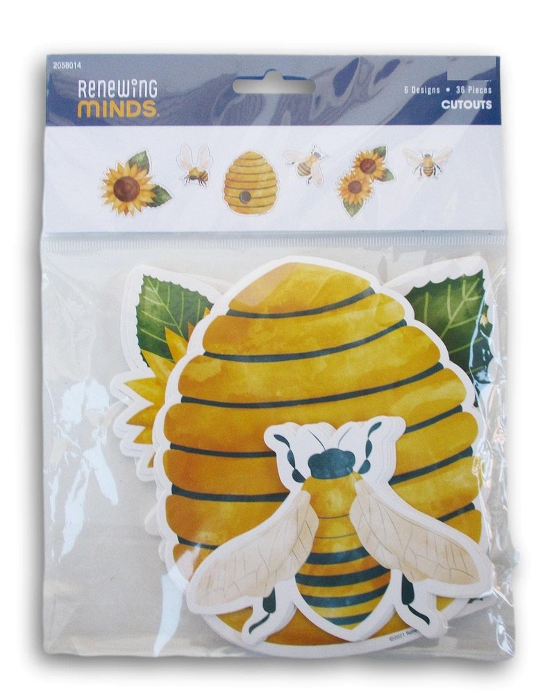 Watercolor Bee Sunflower Cutouts 36 Piece Classroom Decor Craft Supplies