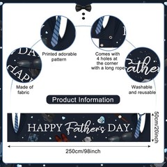 Happy Father’s Day Banner, Black, 98″ x 20″ Rectangular, Standard Banner with Gr