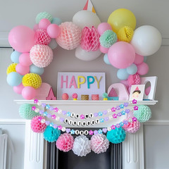 Giant Friendship Bracelet Banner DIY Customizable Birthday Garland with Foam Cir