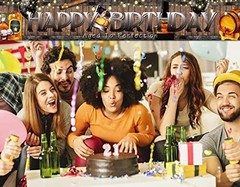 9.8 X 1.6 ft Large Whiskey Happy Birthday Banner Aged to Whiskey Birthday