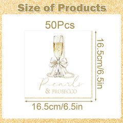 Pearls and Prosecco Bridal Shower Decorations, 50PCS Pearls Bow Champagne Dispos