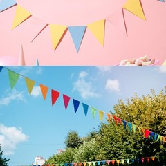 108ft Red Blue Yellow Pennant Banner Flags String Hanging 64PCS Triangle Bunt…