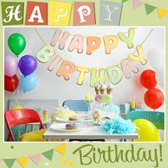 Macaron Happy Birthday Banner Pre-Strung Birthday Party Decorations No DIY Hangi