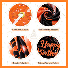 Orange Birthday Banner Decorations Large Orange Black Happy Birthday Banner Deco