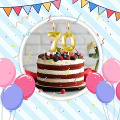 70th Birthday Candles for Cake,Birthday Decorations Him Medium, Gold
