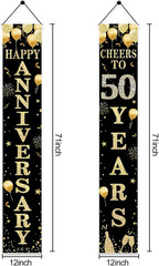 Happy 50Th Anniversary Door Banner Decorations, 50 Years Cheers Party Supplies,