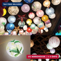 LIHAO 10 Inch White Round Paper Lanterns (10 Pack)