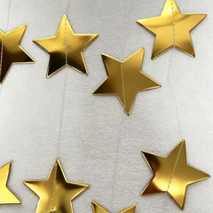 105 Feet Gold Star Garland, 8 Strands Glitter Paper Star String, 2.4 Inch Hangin