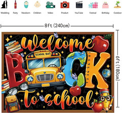 Welcome Back to School Banner Backdrop 8X6Ft First Day of School Photo Backgroun