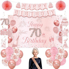 70Th Birthday Decorations for Women, 70Th Rose Gold Birthday Party Supplies, 70