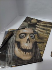 Vtg Halloween Decorations Scene Setters Coffin Creatures Giant Plastic Skeleton