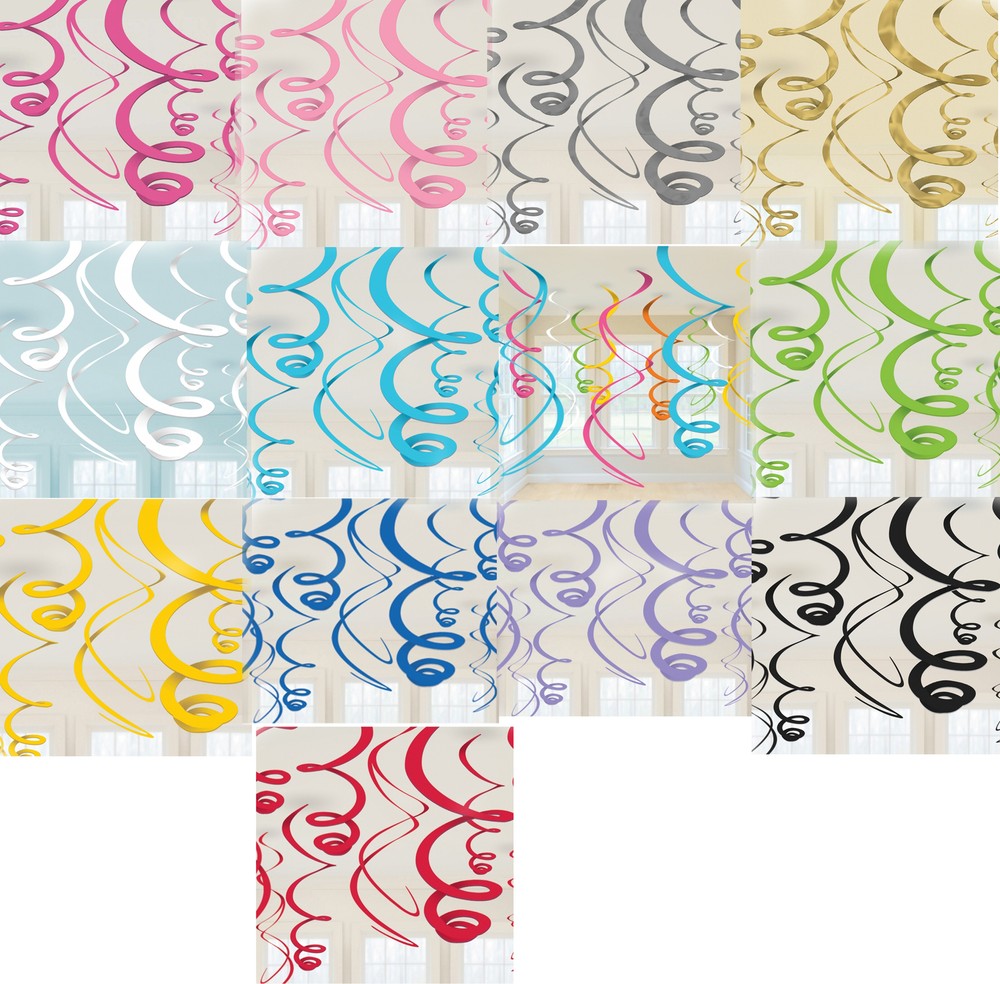 12 x Hanging Swirls Party Decorations Birthday Wedding Marquee Baby Shower Hen +