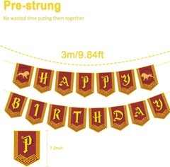 Happy Birthday Decorations Banner Pre-Strung Magic Wizard School Party Banner Wi