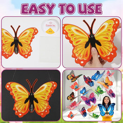 24 Pcs Large Spring Butterfly Decorations 3 Size Colorful Butterfly Hanging Orna