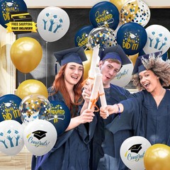 2026 Graduation Party Decorations, 68Pcs Graduation Balloons Blue and Gold Grad