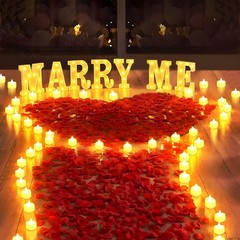 Stunning 2031-pc Marry Me Proposal Set with Letters, Candles & Rose Petals