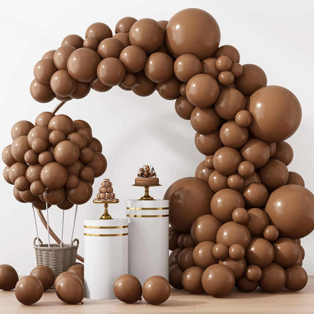 Brown Balloons, 129Pcs Different Sizes 18 12 10 5 Inches for Garland Arch Kit, P