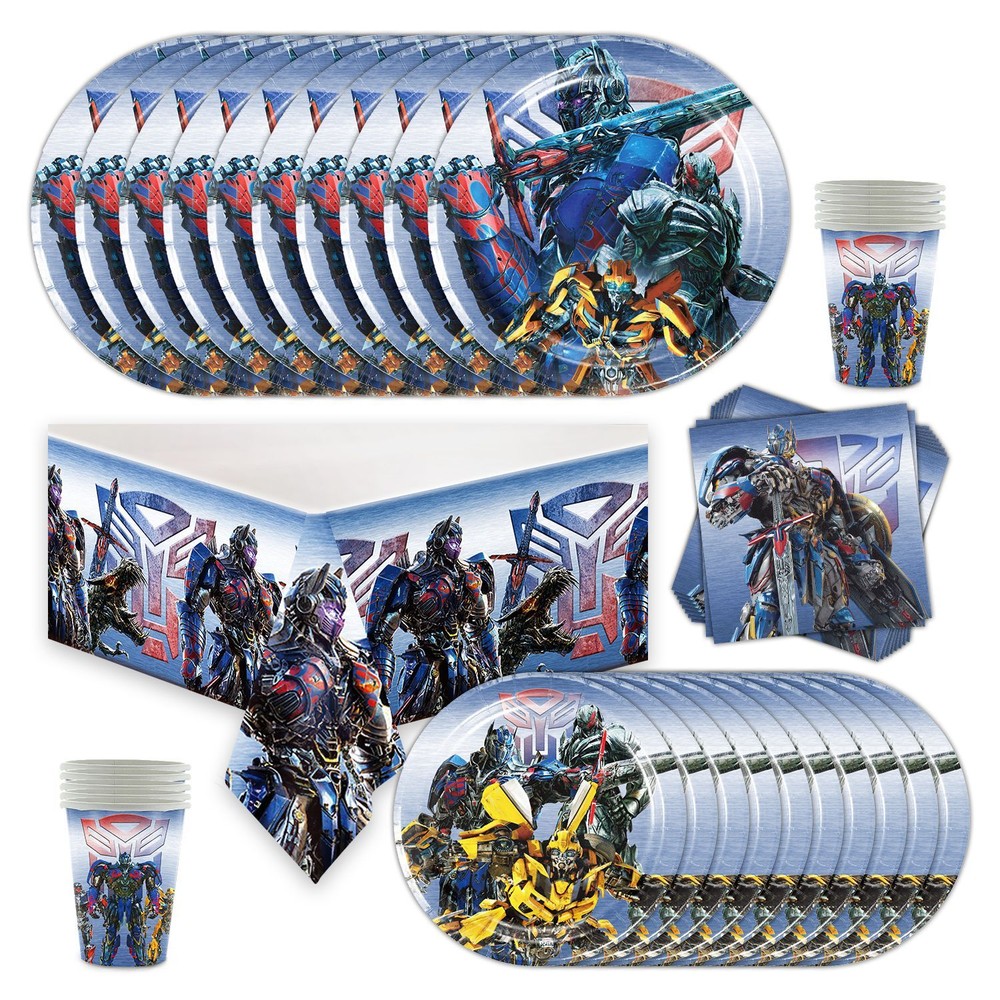 Transformers Party Supplies Set Plates Cups Tablecloth Napkins Birthday Decor